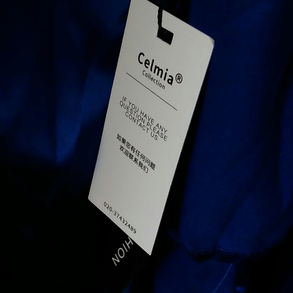 NWT Beautiful Blue Long Dress with a long sash to - Picture 3 of 3